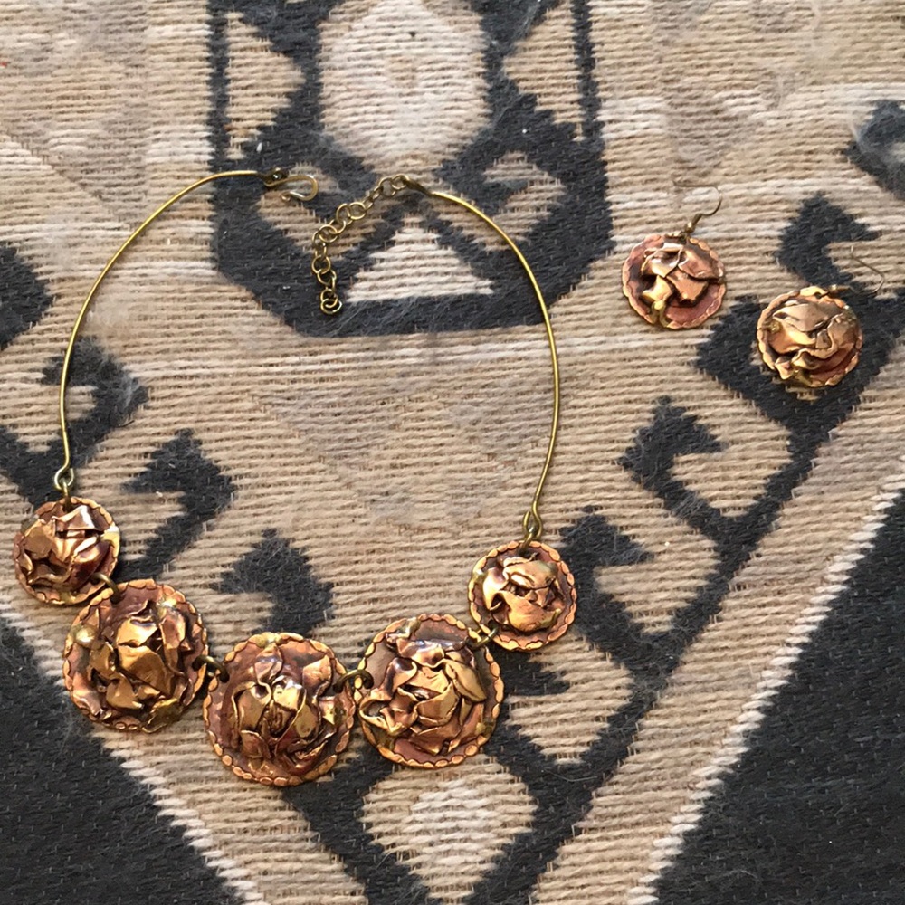 Antique bronze Necklace and earring set
